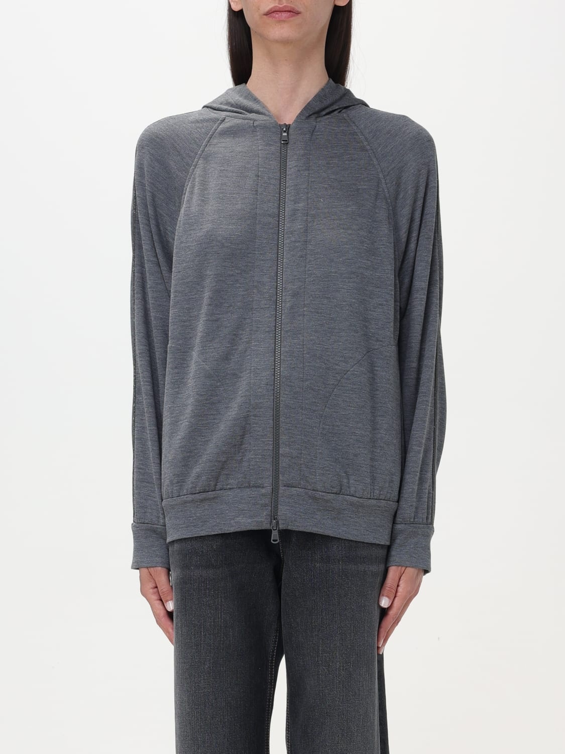 Brunello Cucinelli cotton and silk sweatshirt hoodie - 1