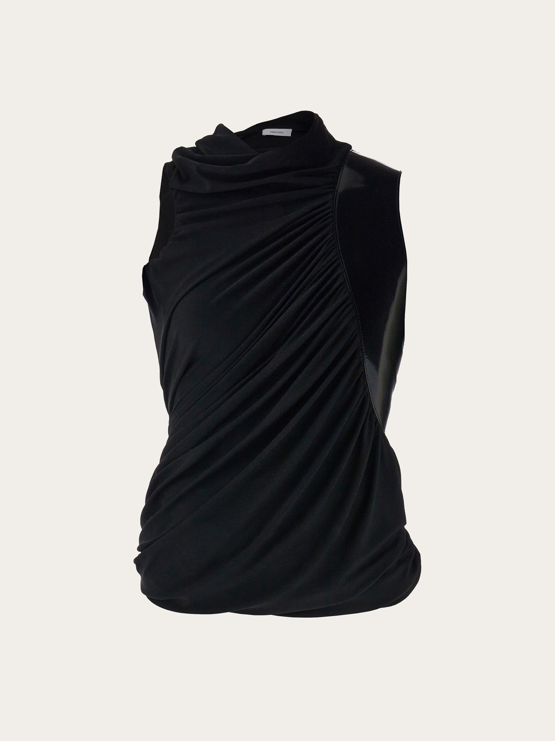 Sleeveless top with leather insert - 1