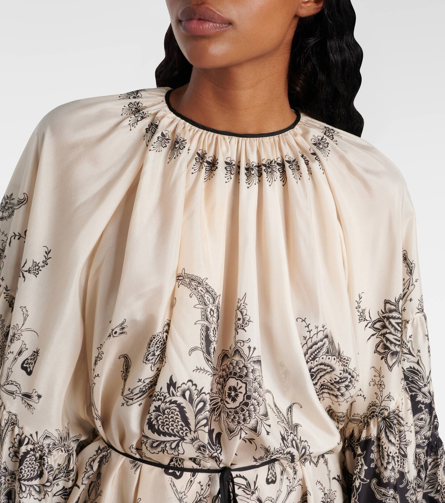 Rhiannon floral gathered silk minidress - 4