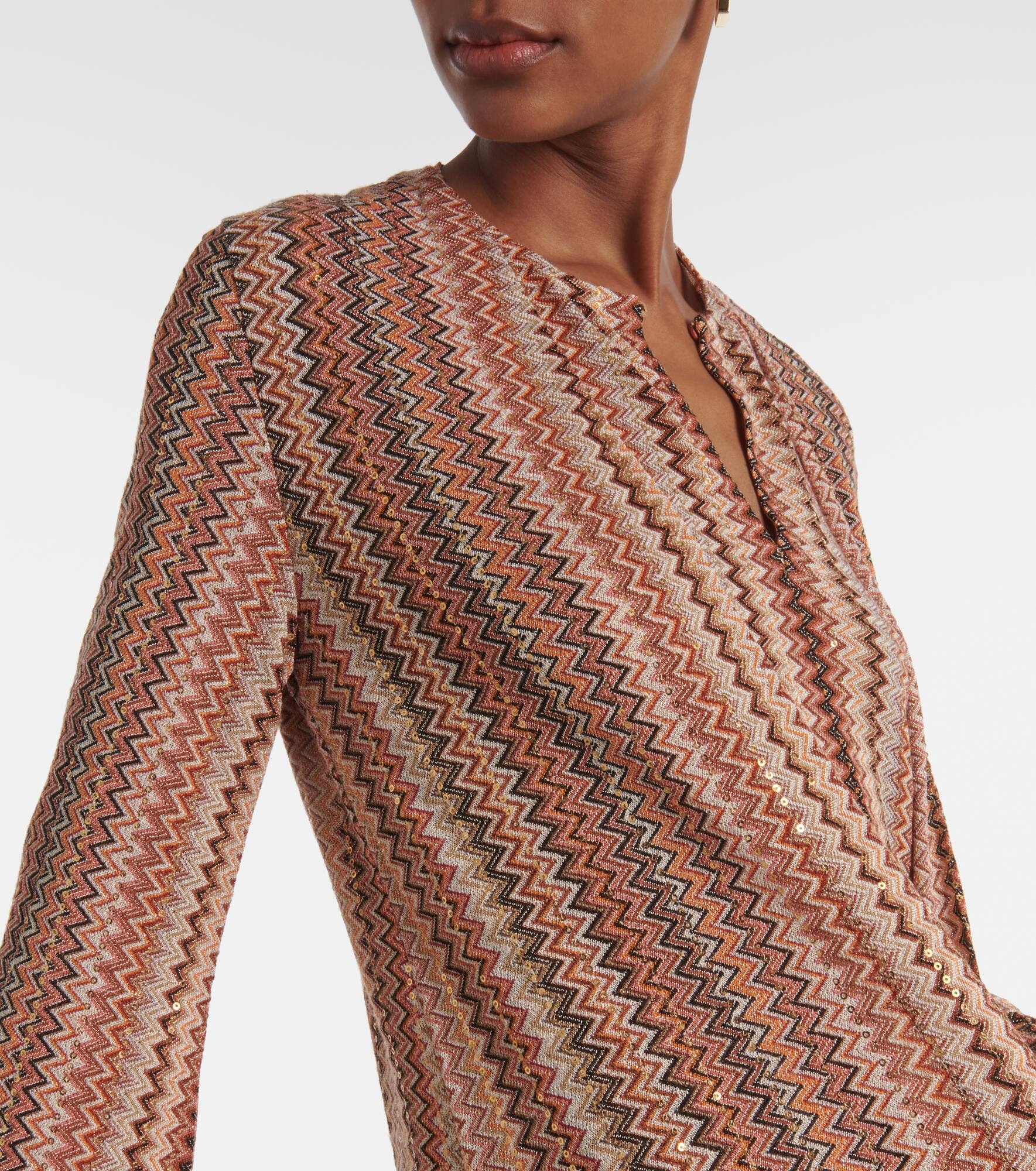 Zigzag lamé cardigan - 4