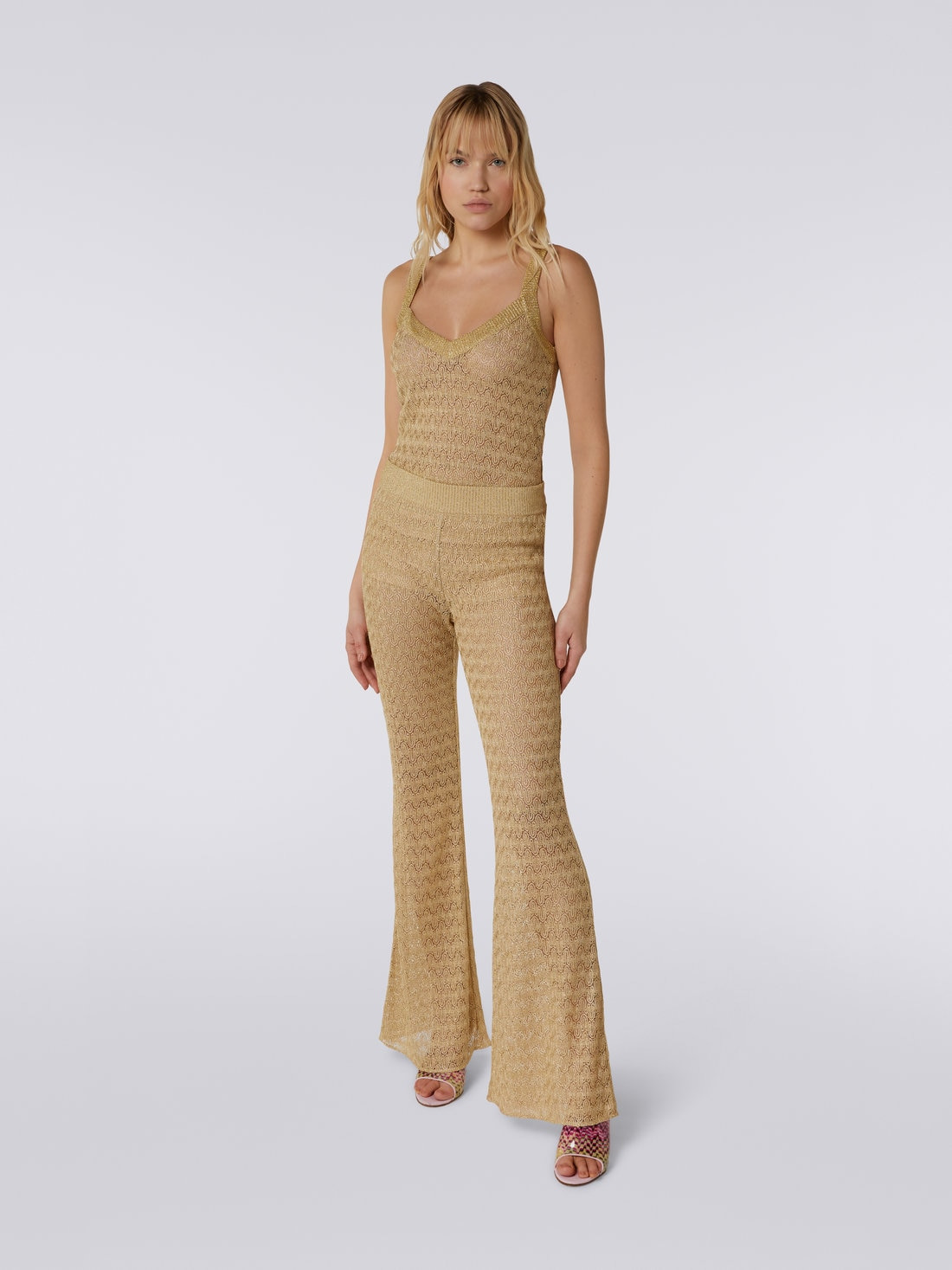 Viscose blend knitted flared trousers - 2