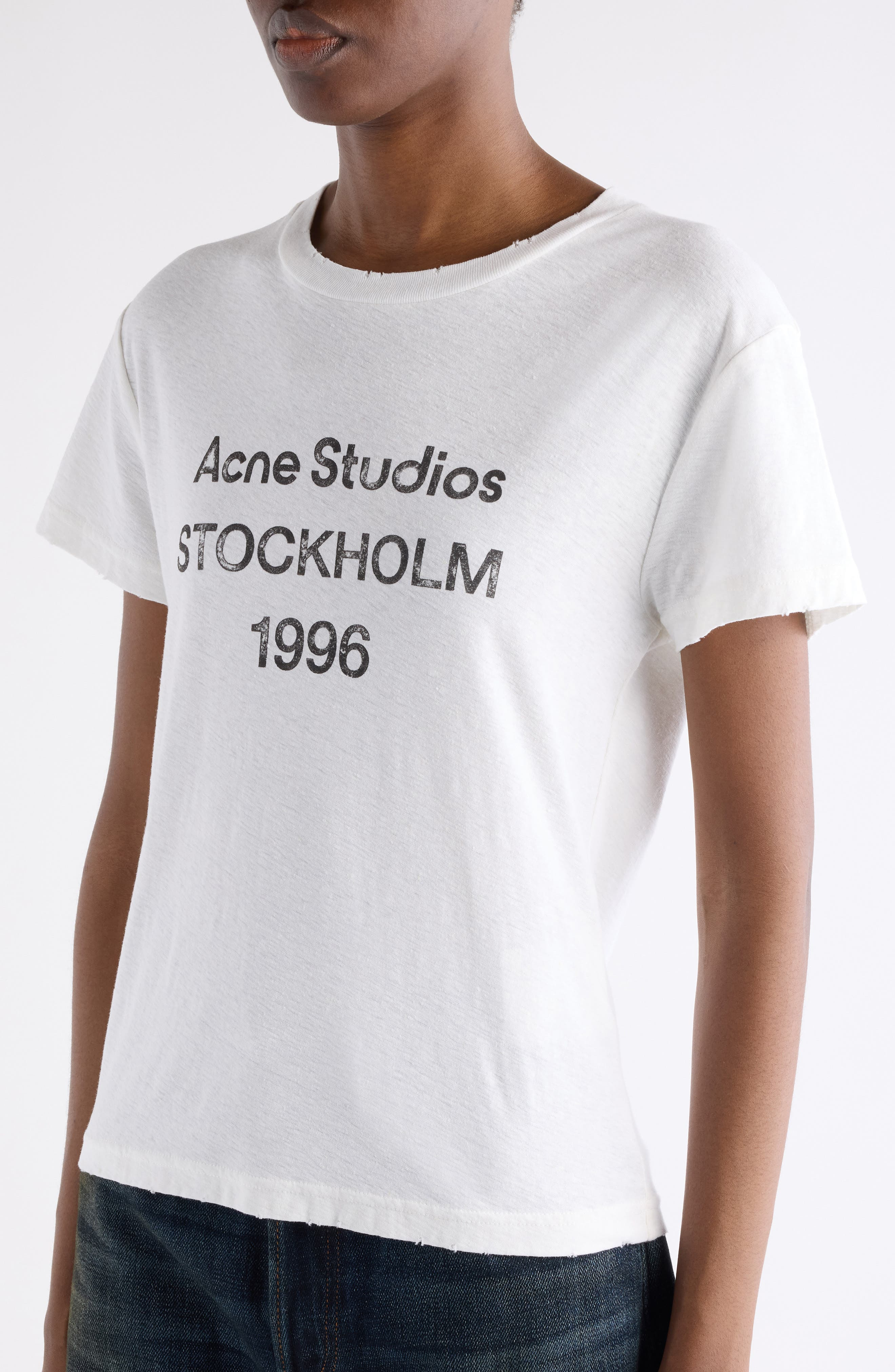 Acne Studios Etza 1996 Distressed Logo Graphic T-Shirt in Off White at Nordstrom - 5