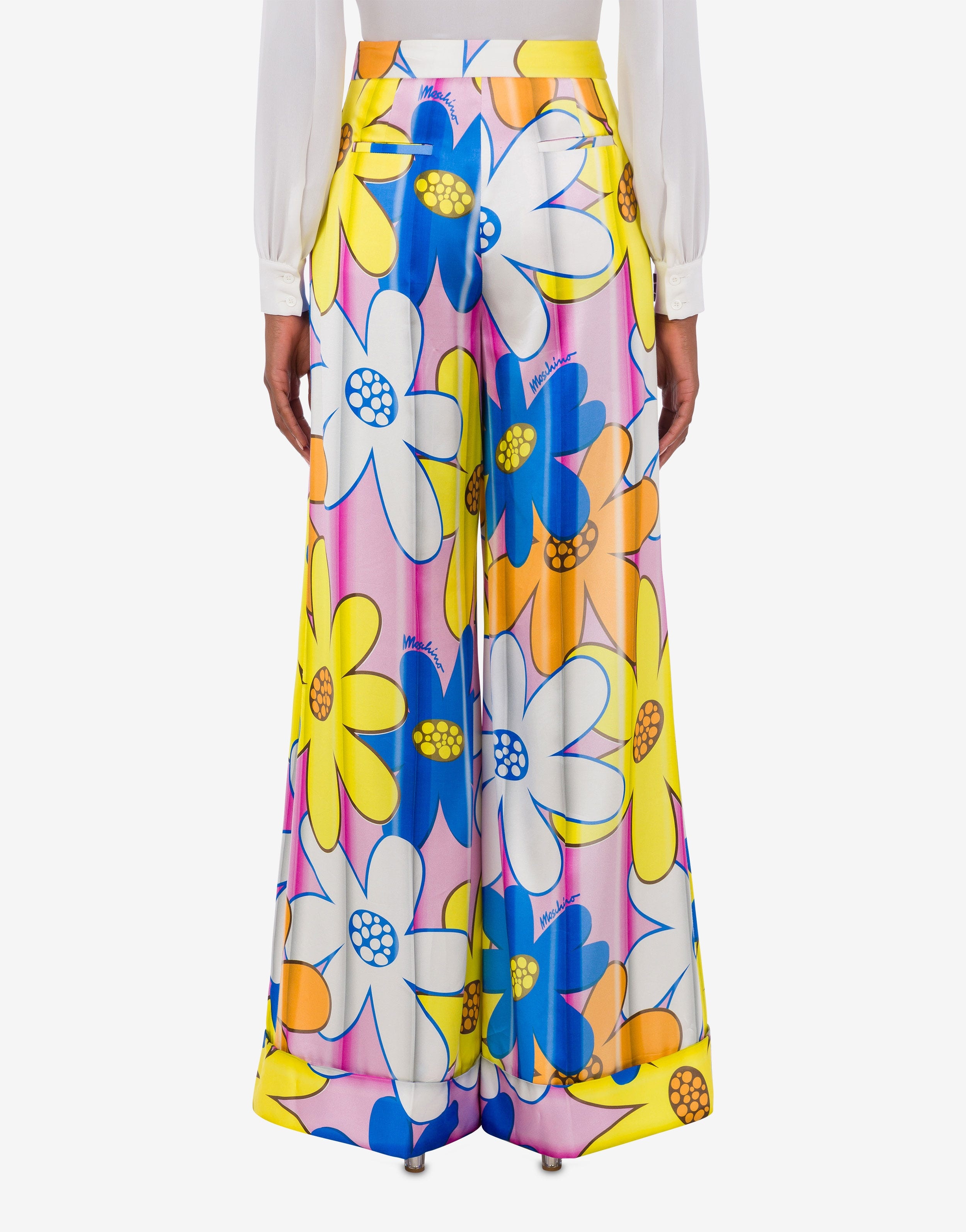 ALL-OVER FLOWERS OVERSIZED SATIN TROUSERS - 3