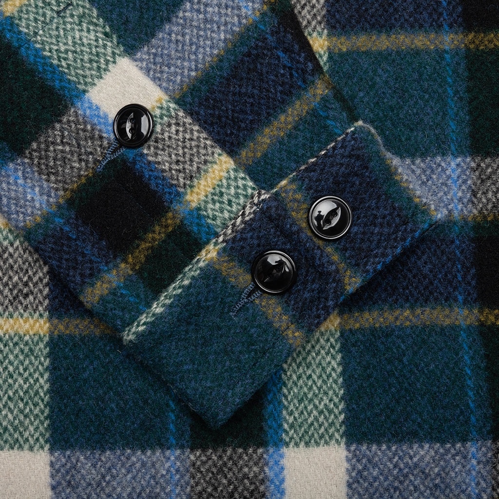 SMOKEY WOOL MELTON PLAID SHIRT - GREEN - 4