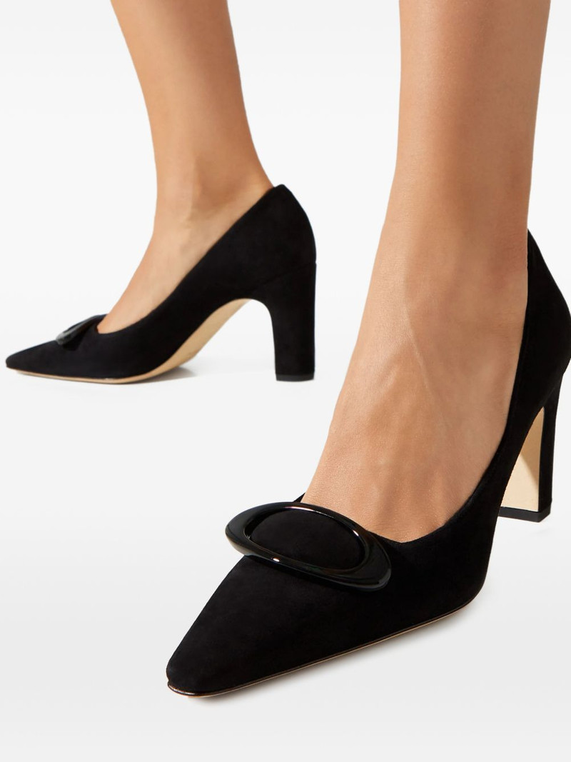 Fenixhi pointed buckle suede pumps 4