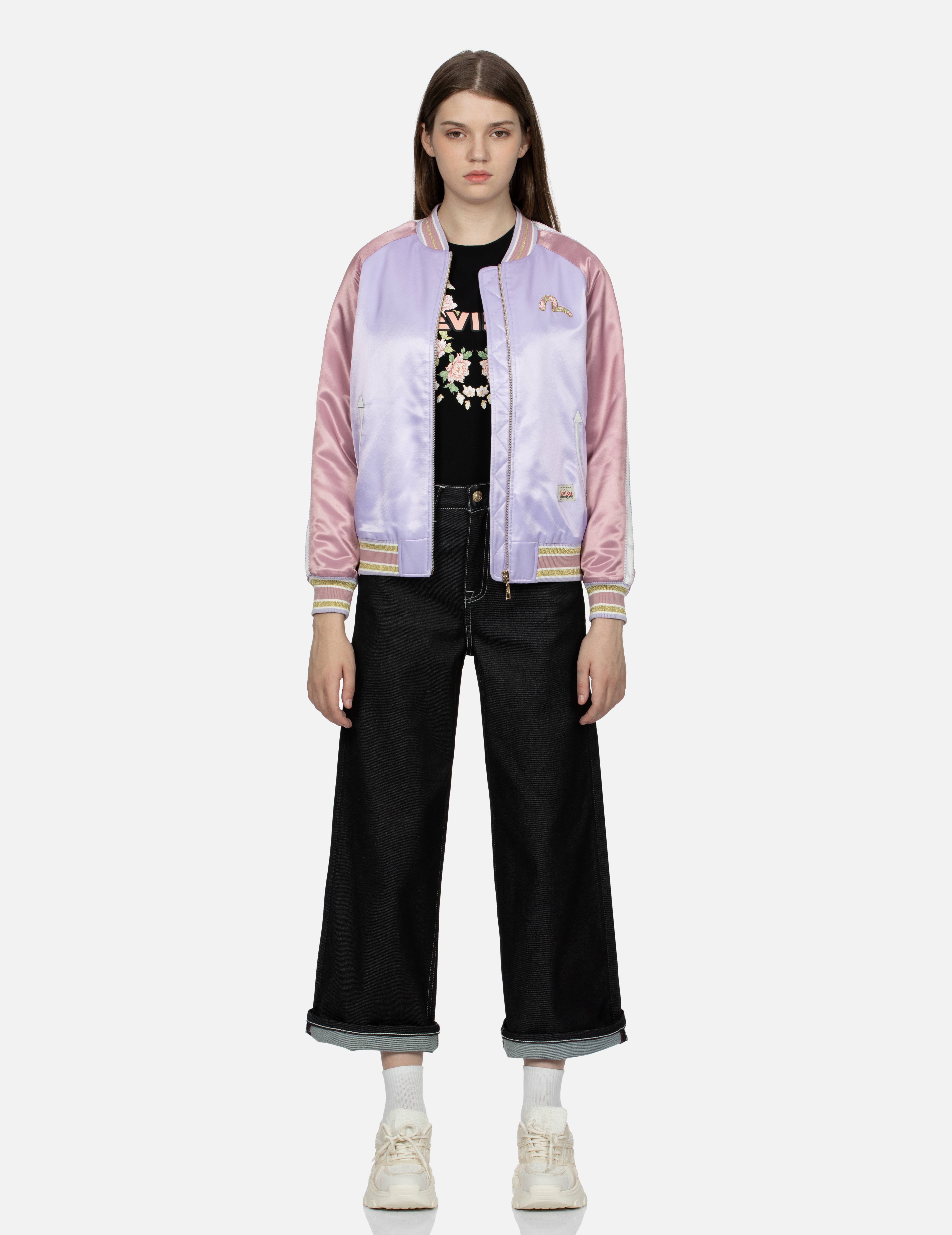 KAMON JACQUARD DAICOCK PRINT WIDE LEG JEANS - 6