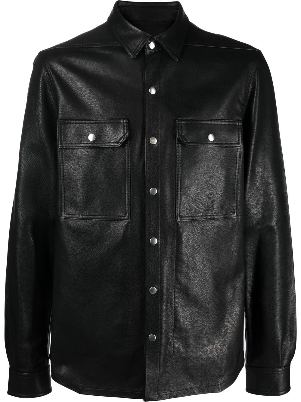 grained leather shirt - 1