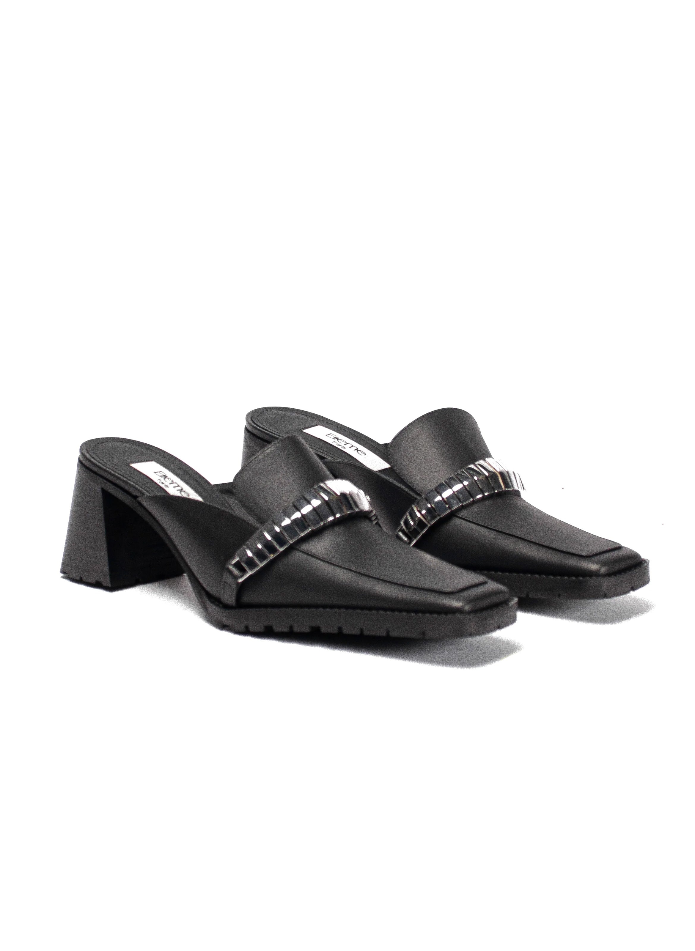 Eva Loafer Mule Leather/Metal Black - 1