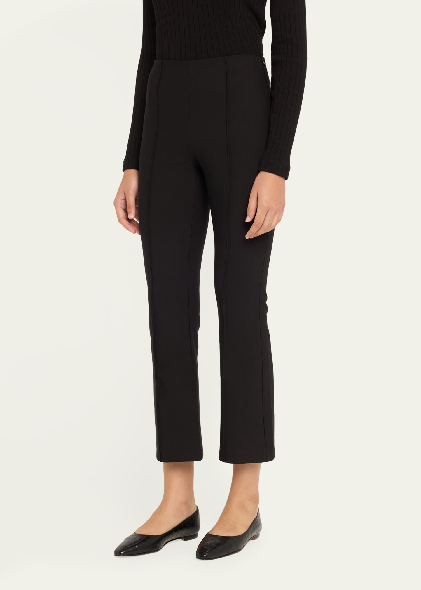 Cropped Flare-Leg Pintuck Pants - 4