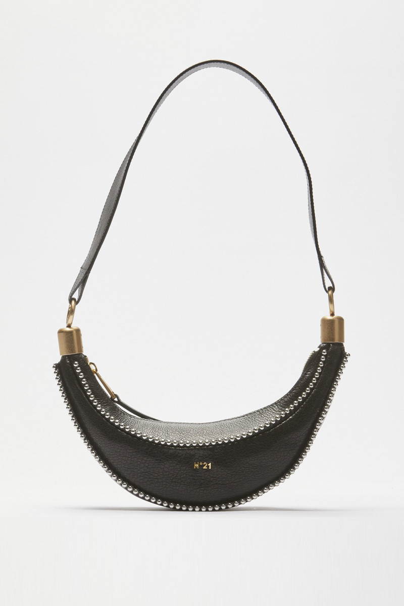 STUDDED LEATHER BANANA BAG 1