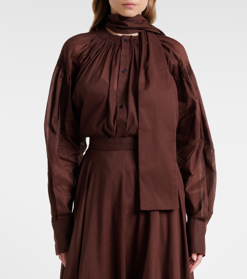 Plan C Tie-neck cotton blouse outlook