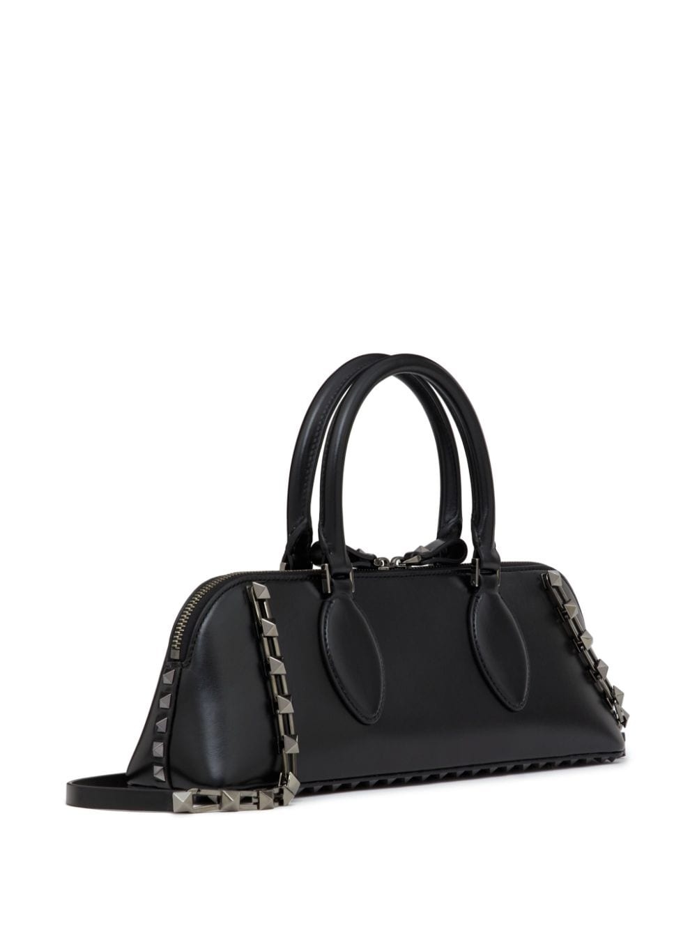 Valentino Garavani Rockstud East-West Metallic Zip Top-Handle Bag