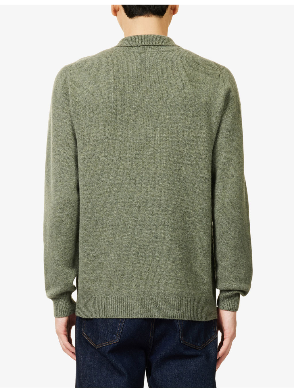 Long-Sleeve Wool Knitted Polo Shirt - 4