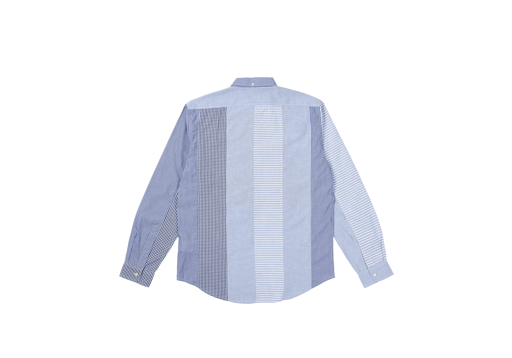 PATCHWORK STRIPE SHIRT BLUE - 2