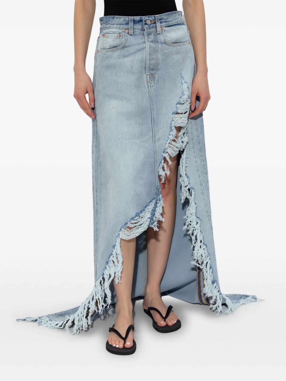 draped denim skirt - 3