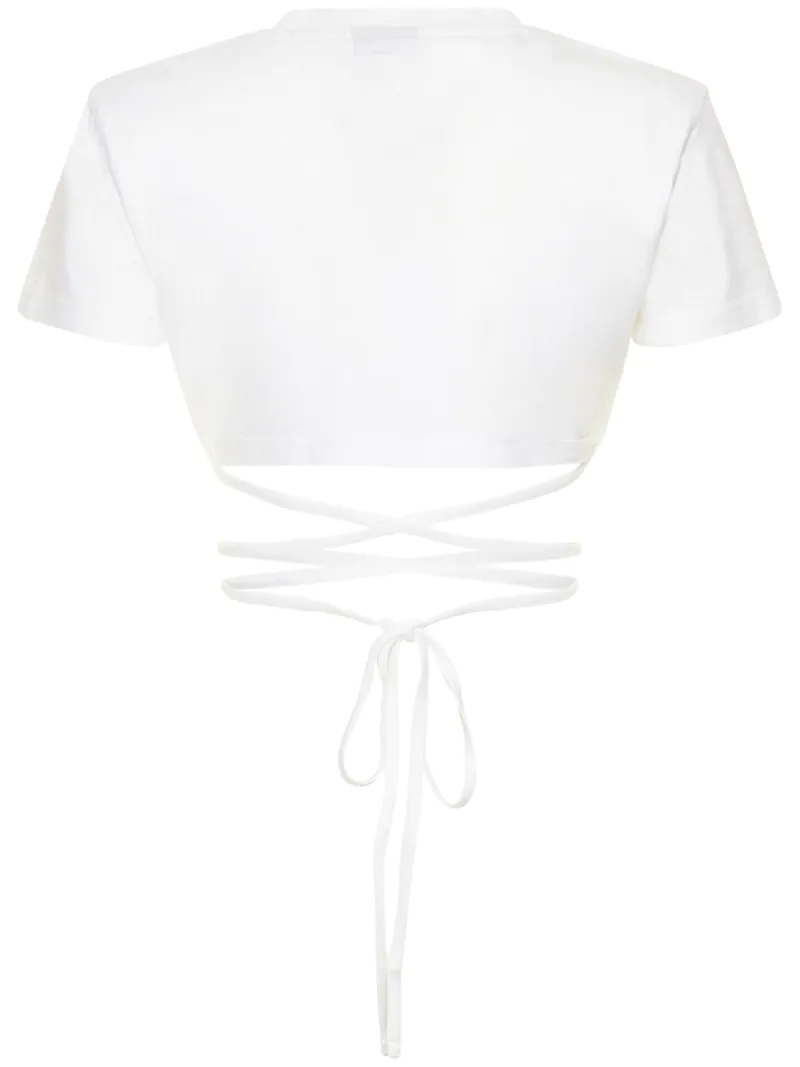 LE T-SHIRT BACI COTTON SELF TIE CROP TOP - 5