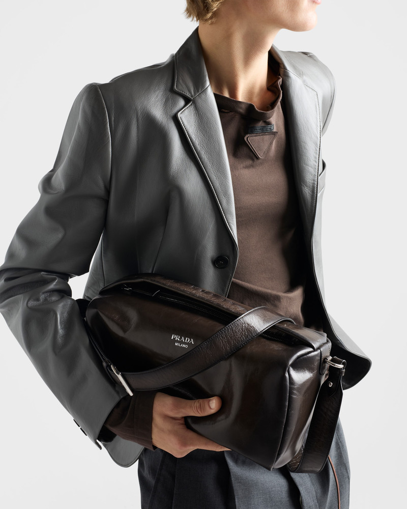 Prada Antiqued leather shoulder bag outlook