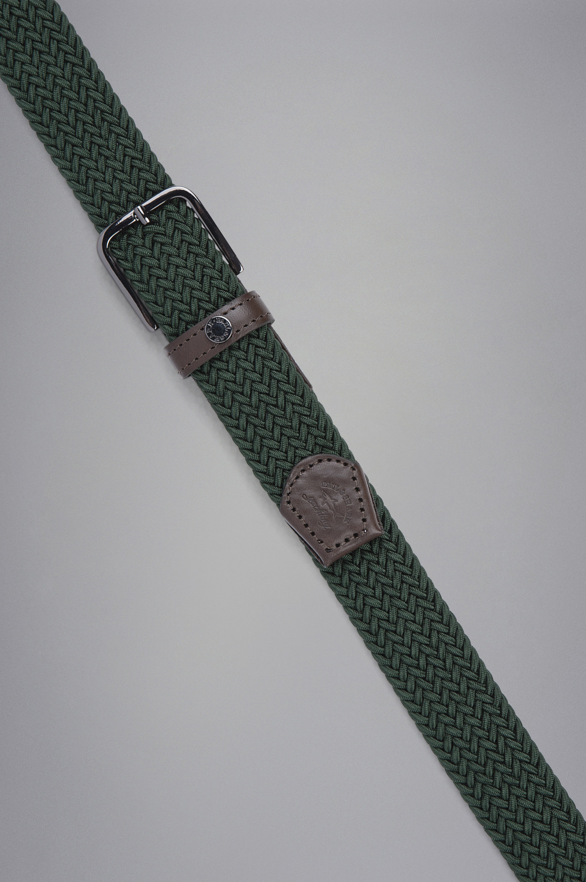 LEATHER TRIMMED WOVEN ELASTIC BELT - 2