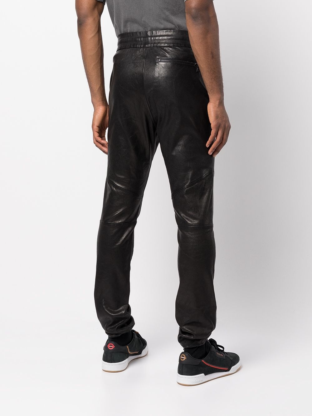 drawstring leather trousers - 4