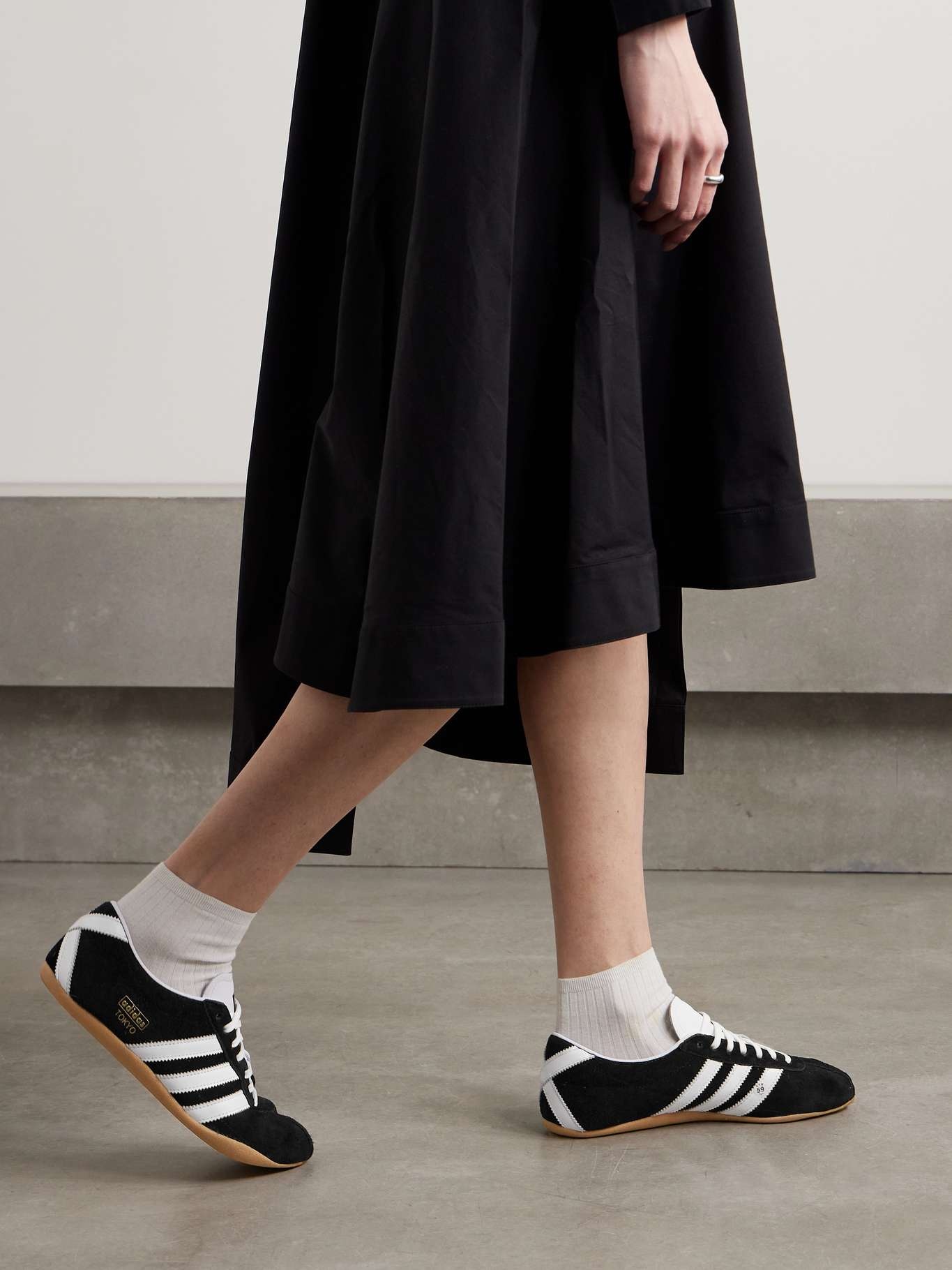 Tokyo leather-trimmed suede sneakers Black - 2