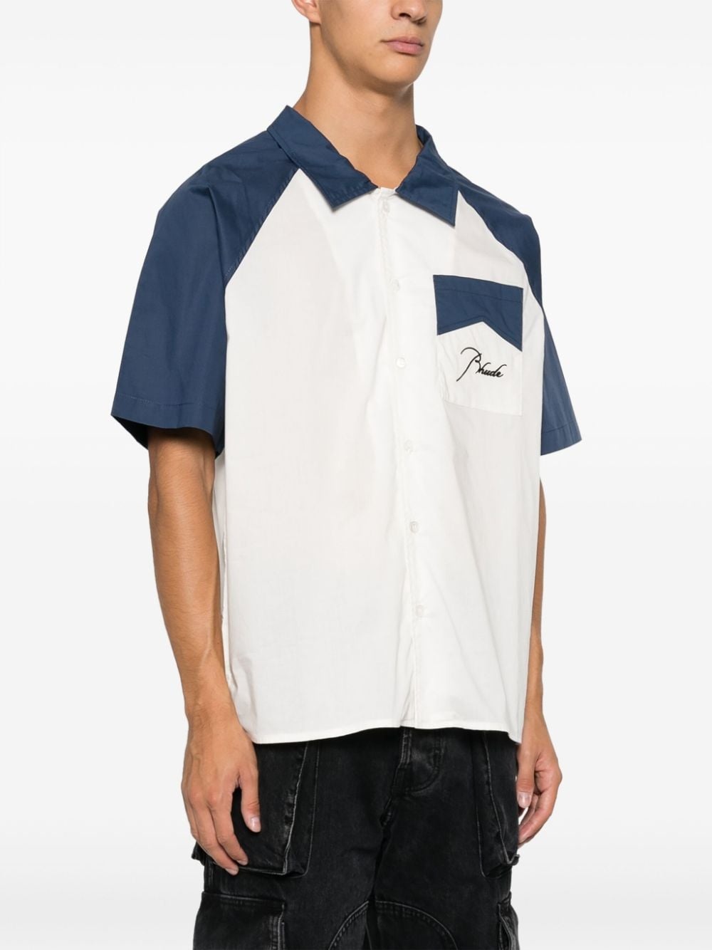 two-tone cotton shirt - 4