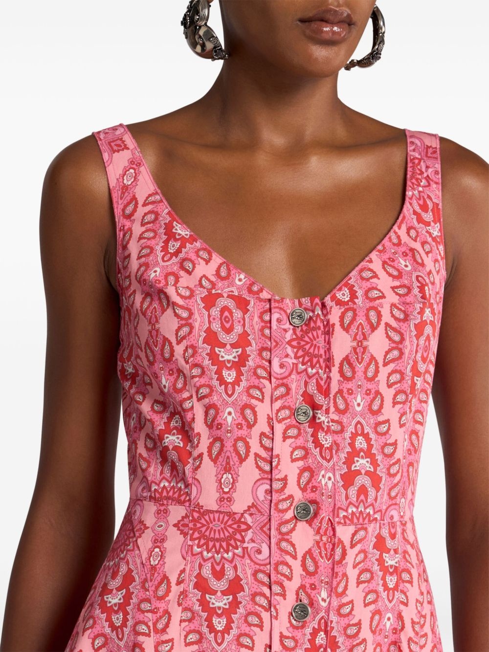 medallion-motif sleeveless dress - 4