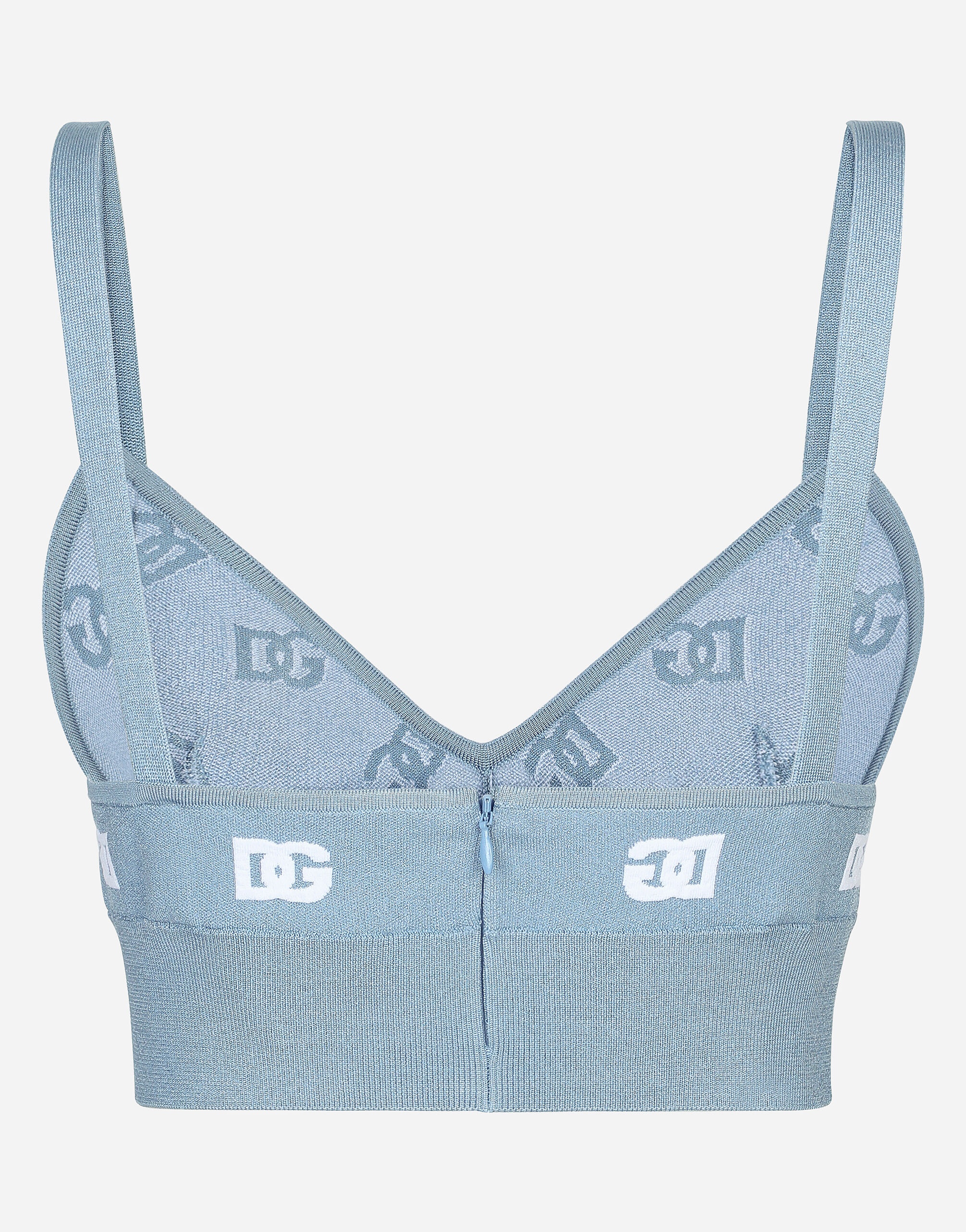 Viscose bralette top with jacquard DG logo - 7
