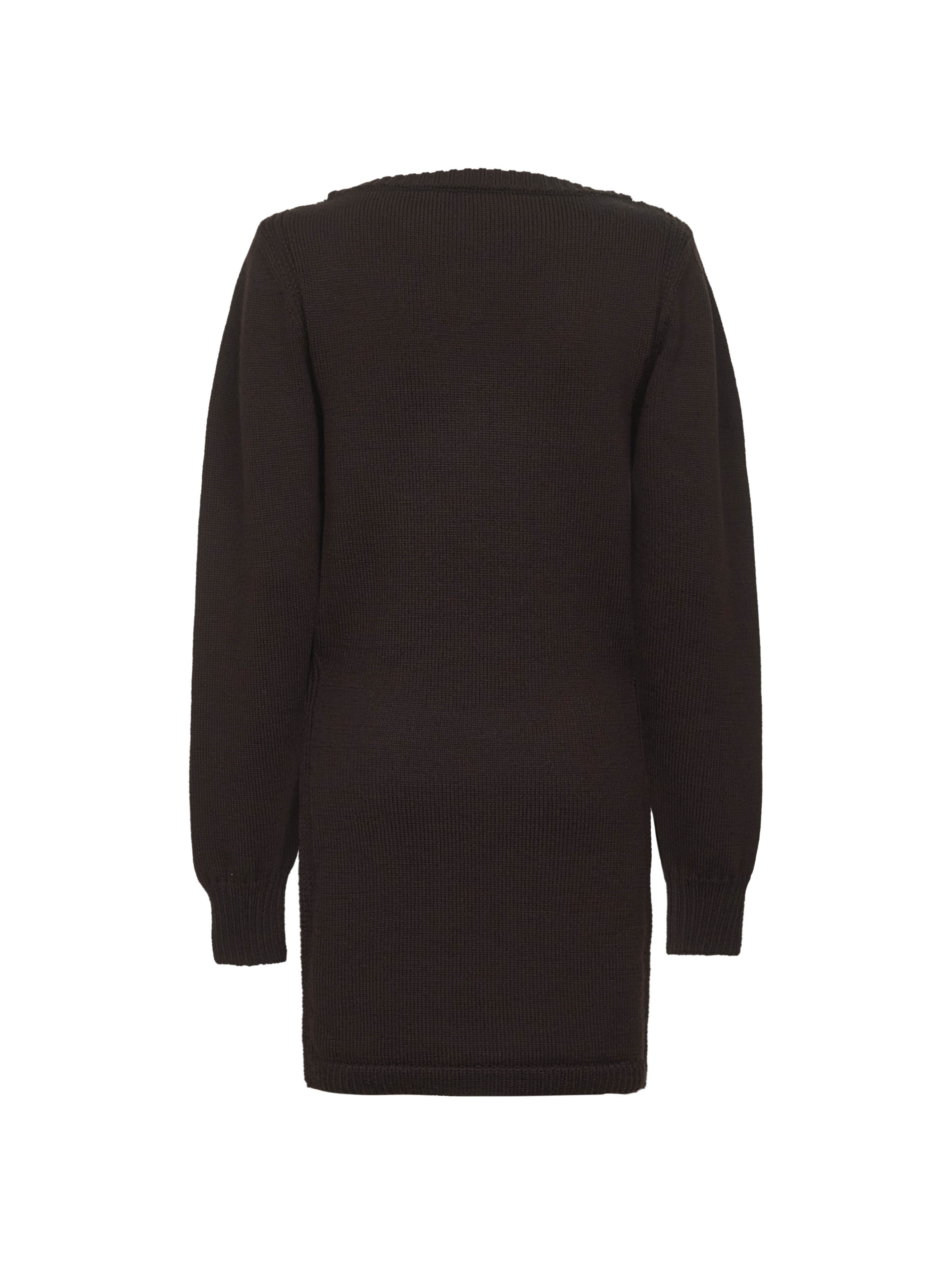 Brown wool long sweater with slits - 2