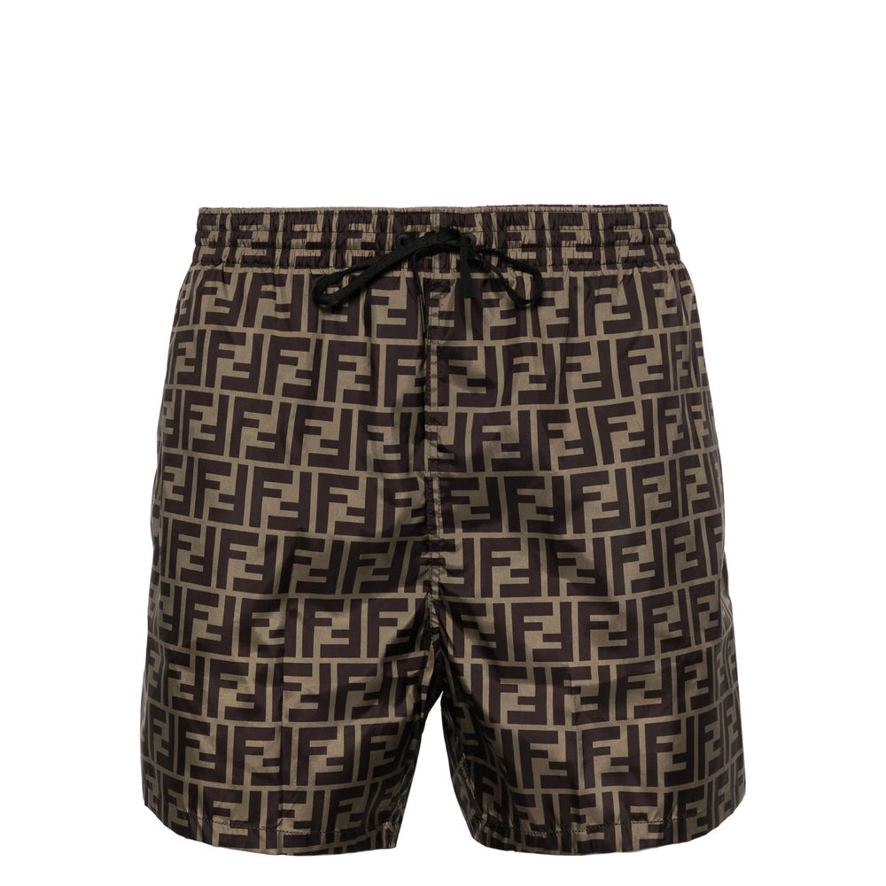 Fendi Brown Beachwear - Swim Shorts Men - 1