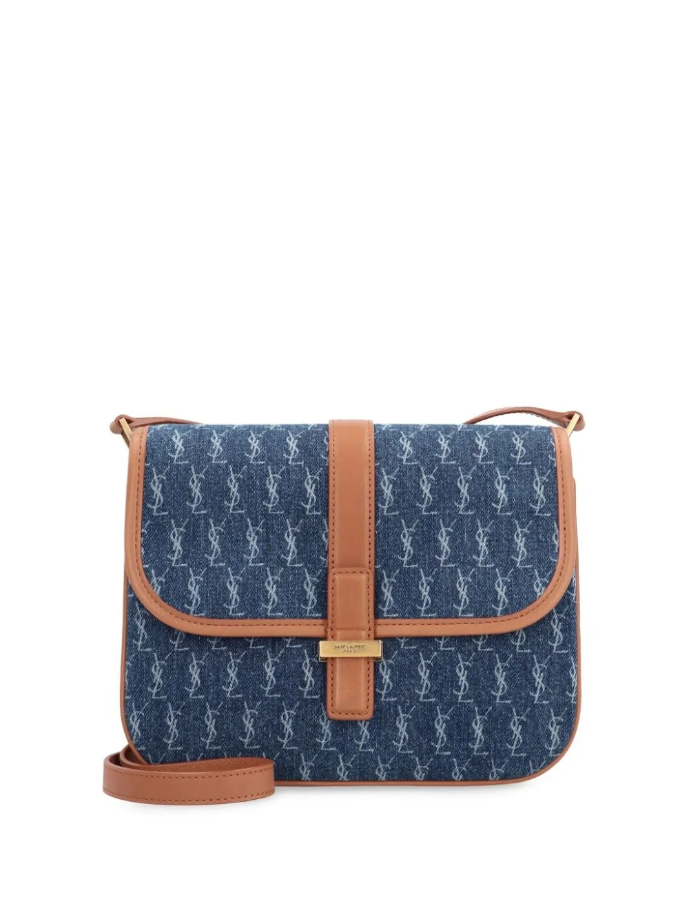 monogram denim crossbody bag - 1