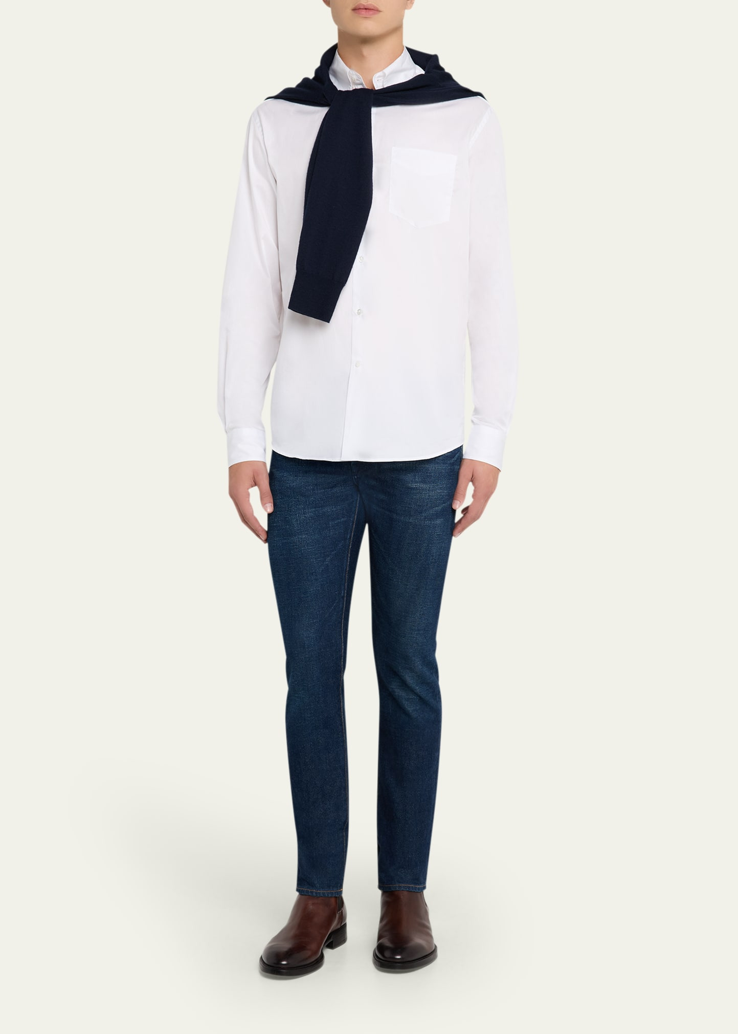 Men's Button-Collar Cotton Sport Shirt - 2