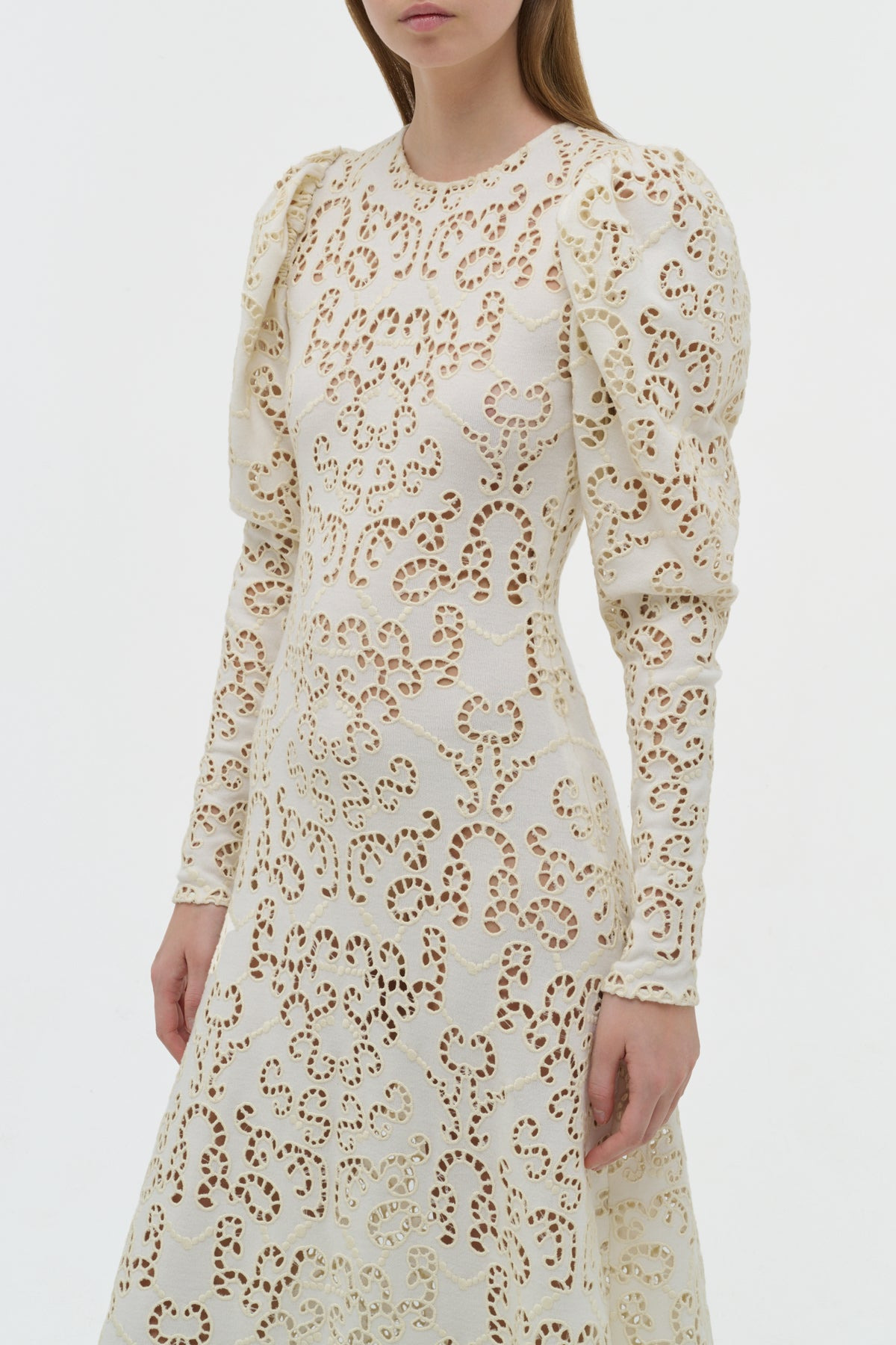 Eshal Knit Maxi Dress in Ivory Merino Wool - 5
