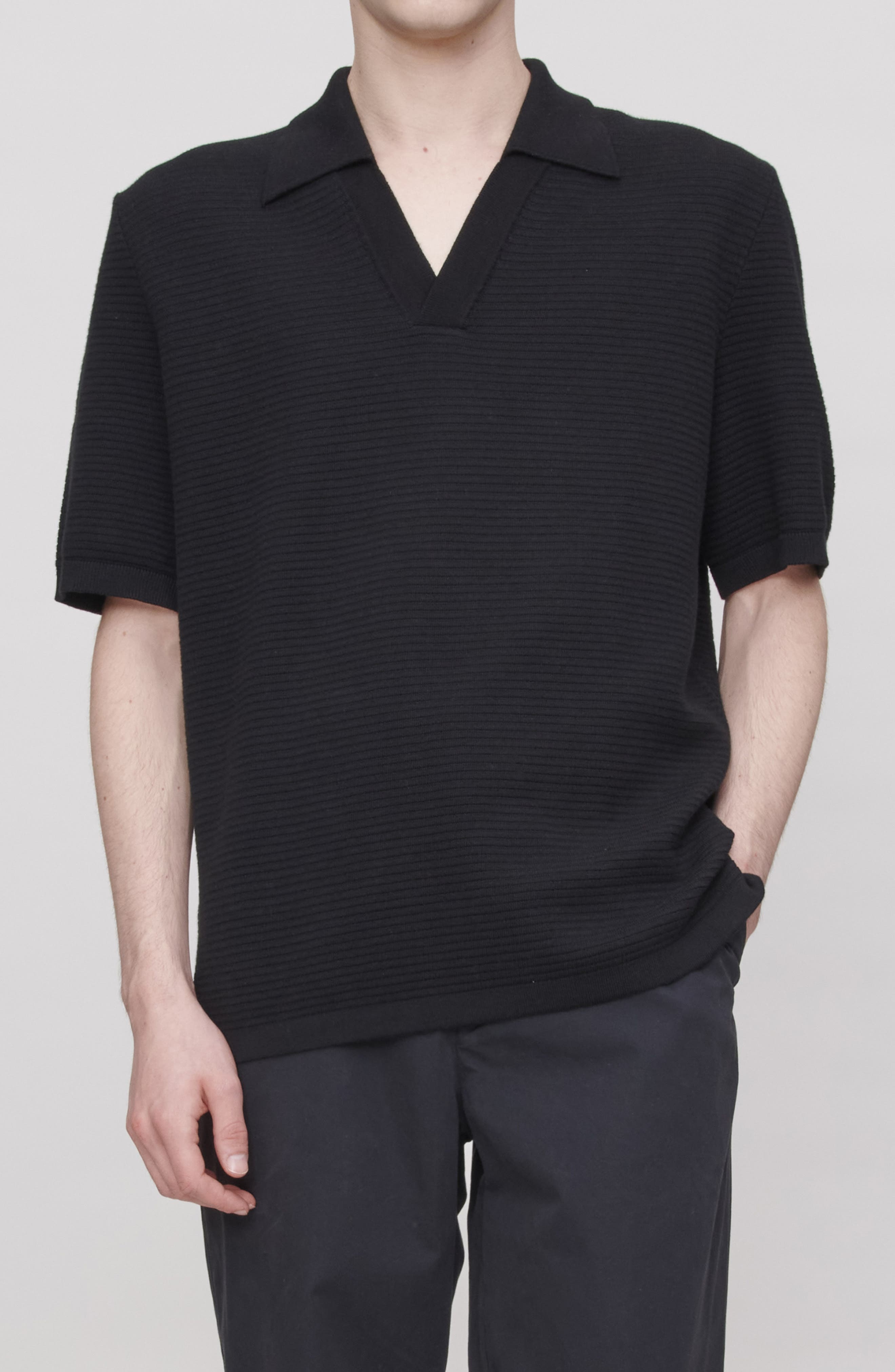 A.P.C. Livio Johnny Collar Polo in Lzz Black at Nordstrom - 5