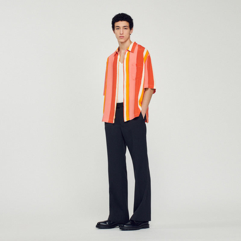 Sandro Flowing striped short-sleeved shirt outlook