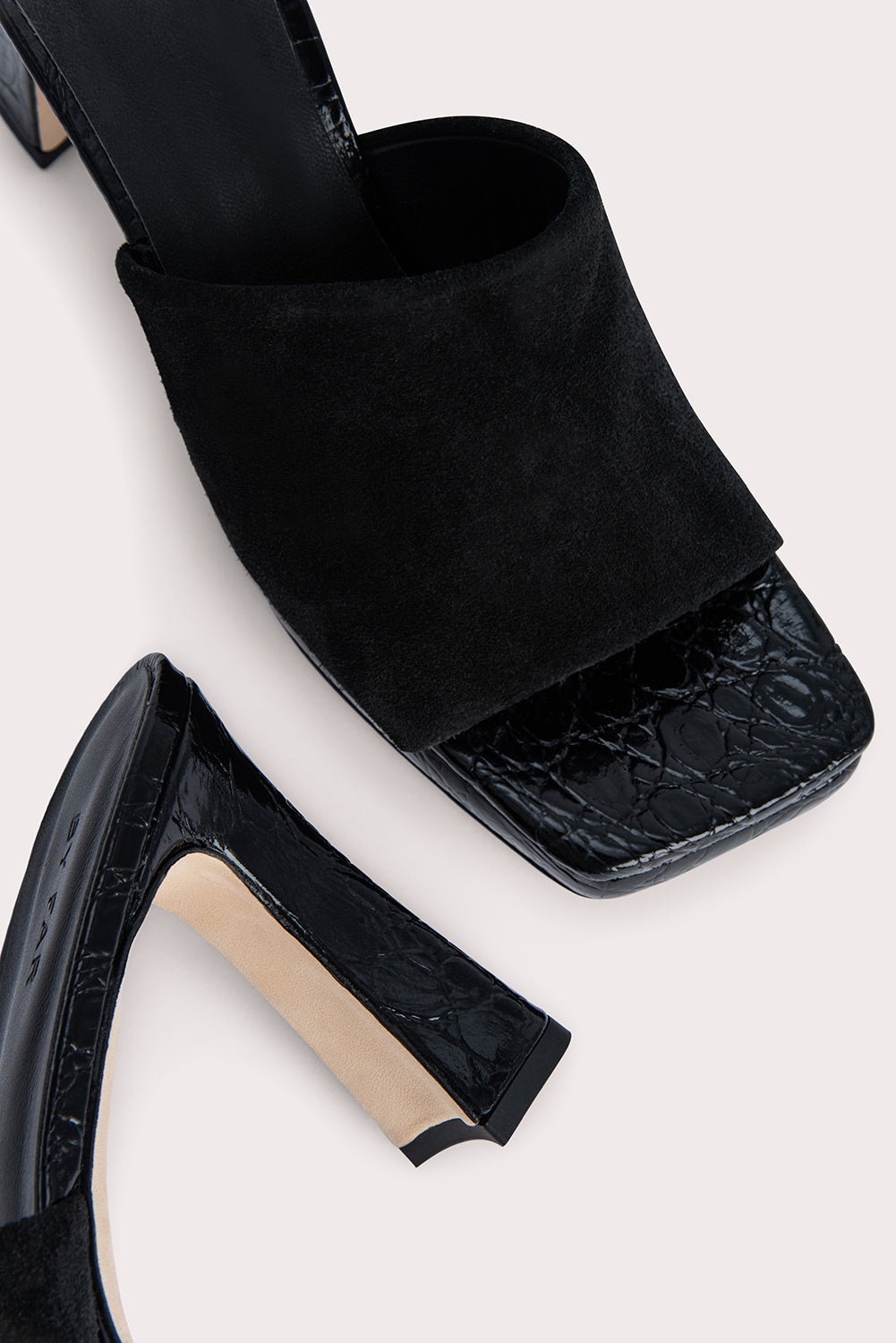 Beliz Black Croco and Suede Leather - 4