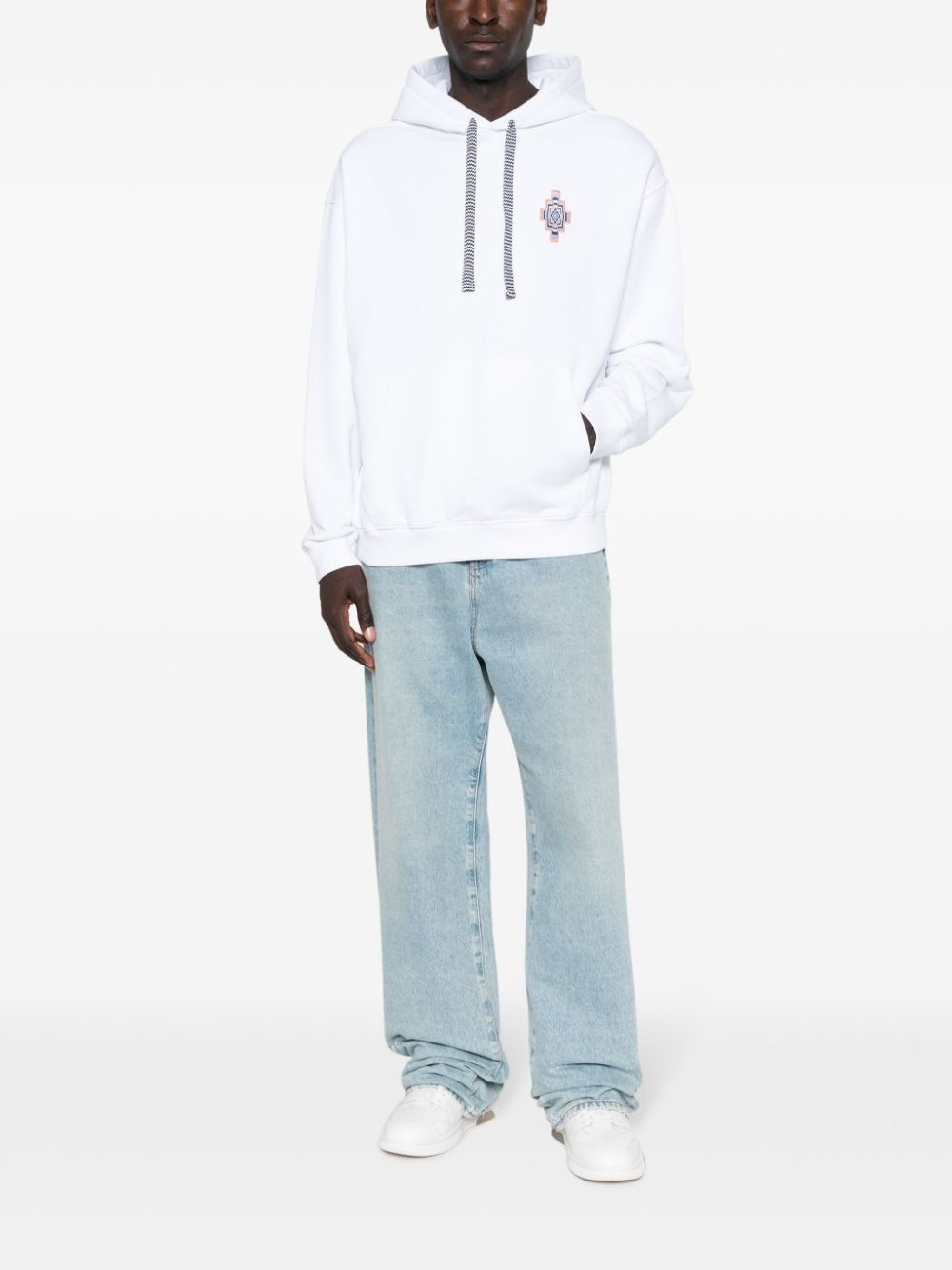 embroidered cross logo hoodie - 2