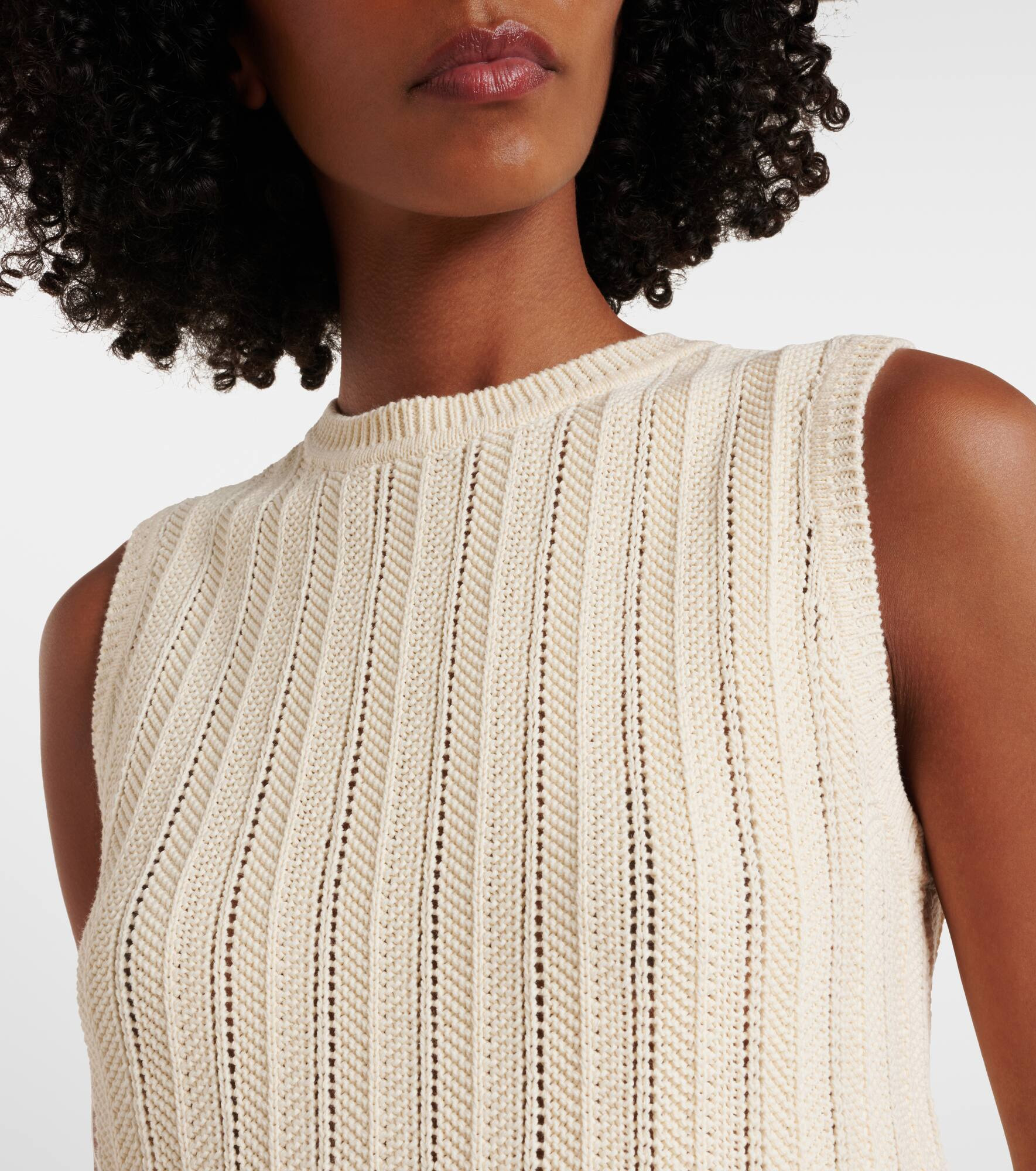 Zabou scalloped pointelle cotton top - 4