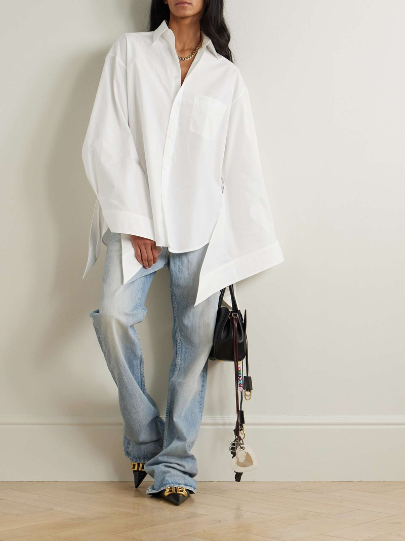 BALENCIAGA Oversized knotted cotton-poplin shirt White outlook