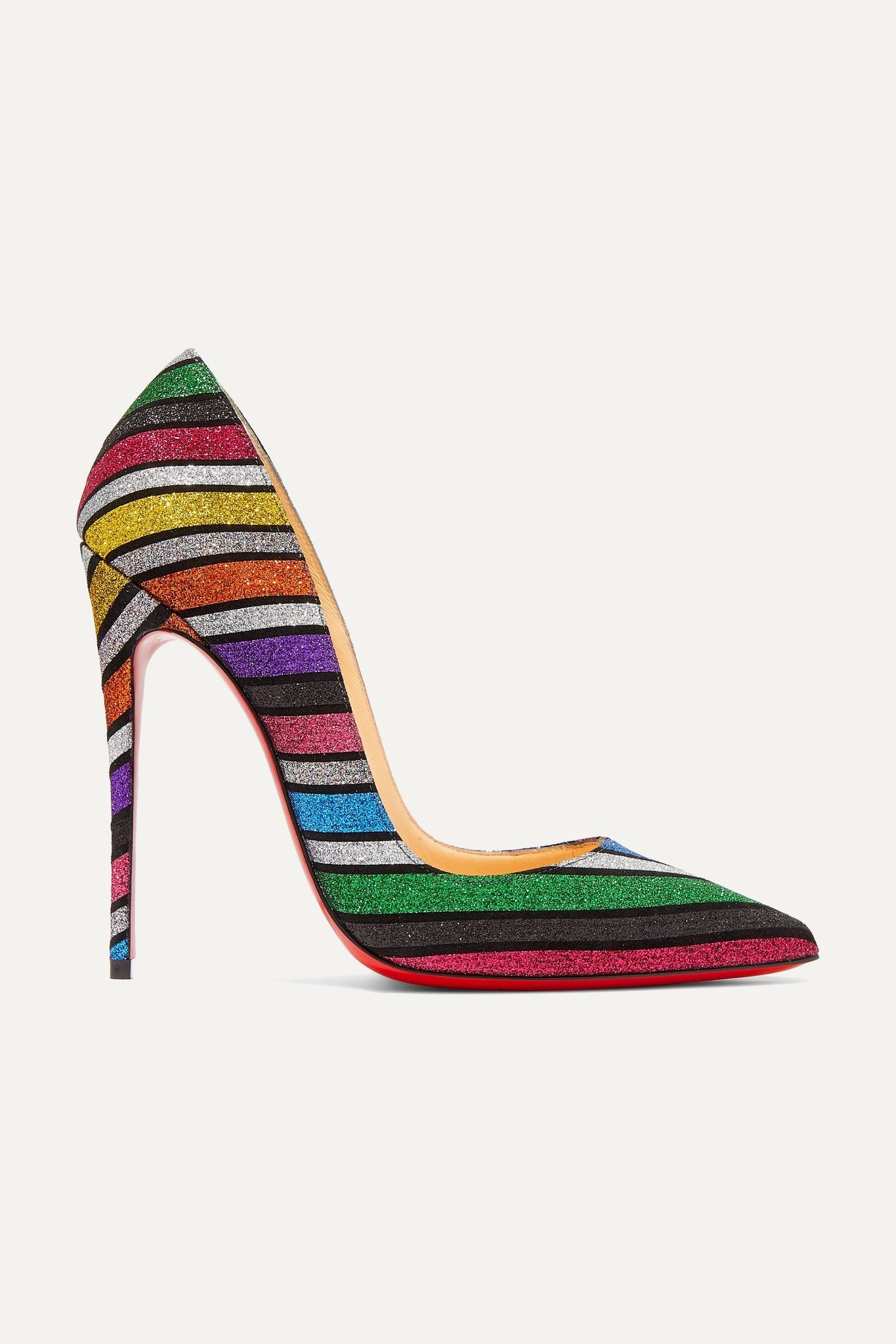 So Kate 120 striped glittered suede pumps - 1