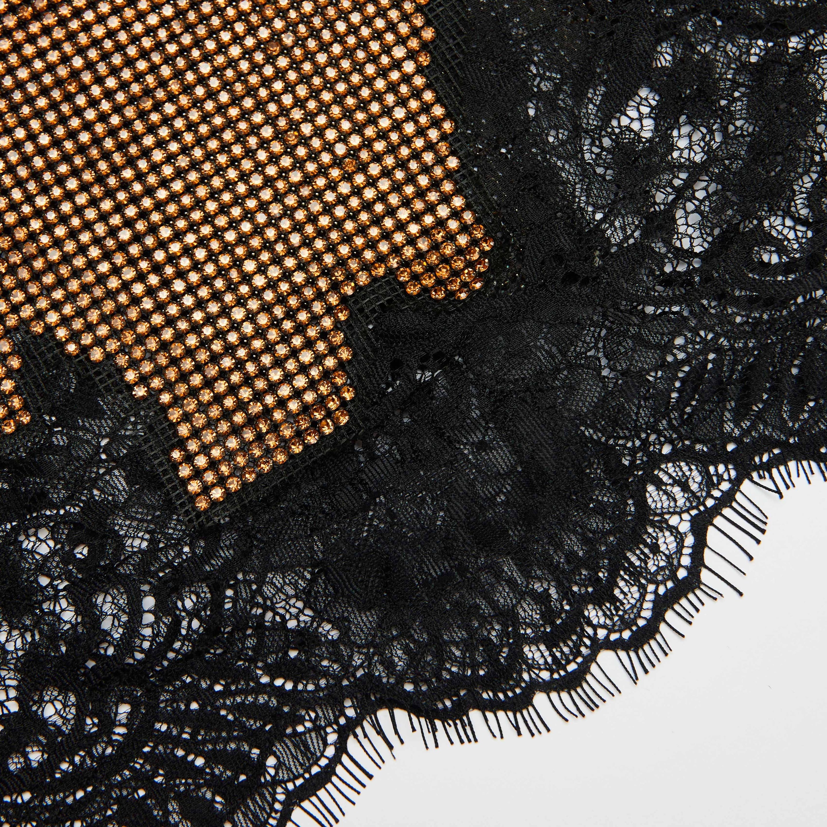 Brown Crystal Chainmail Mini Skirt - 5