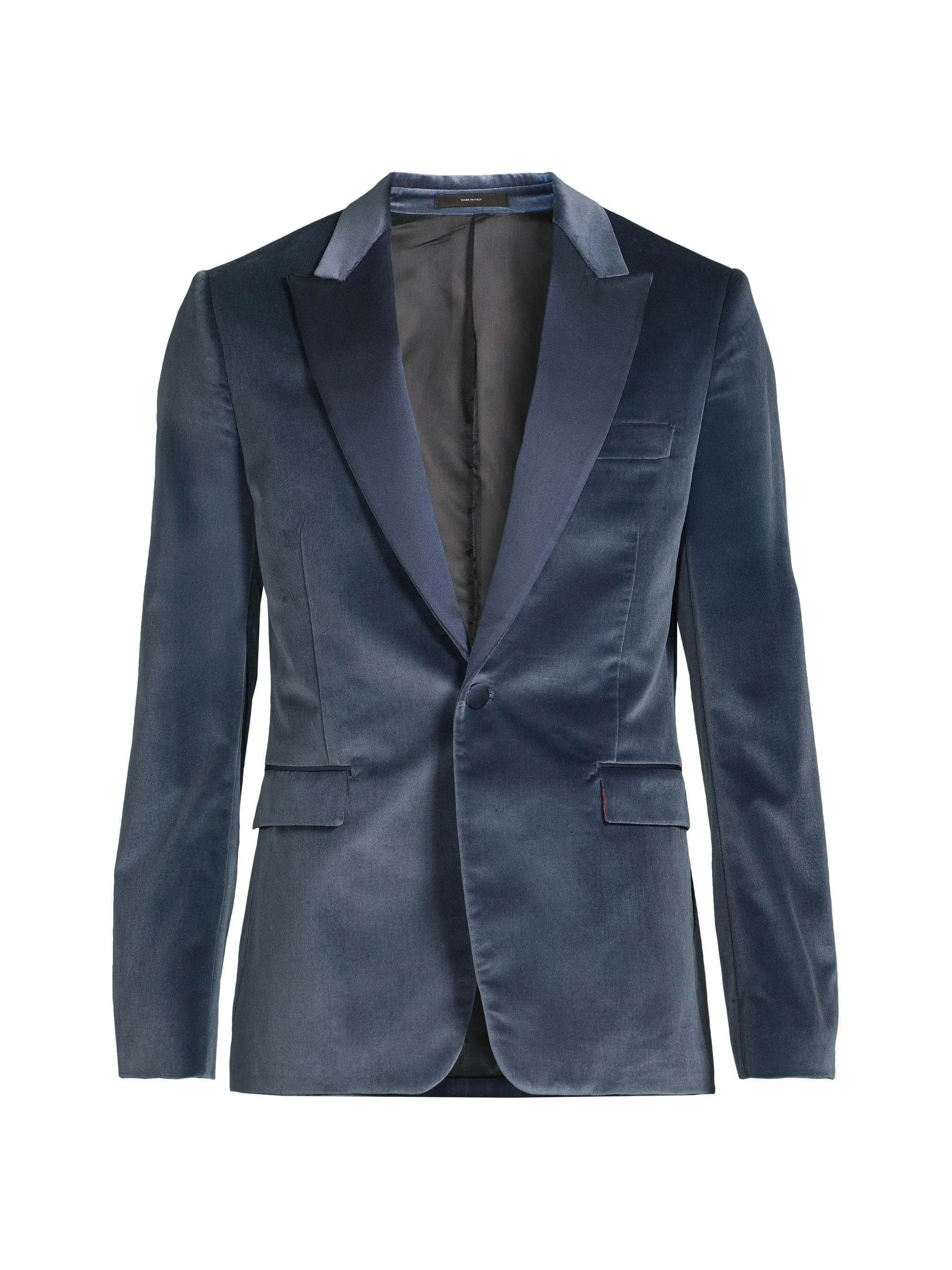Men's Velvet One-Button Jacket - Greyish Blue - 1