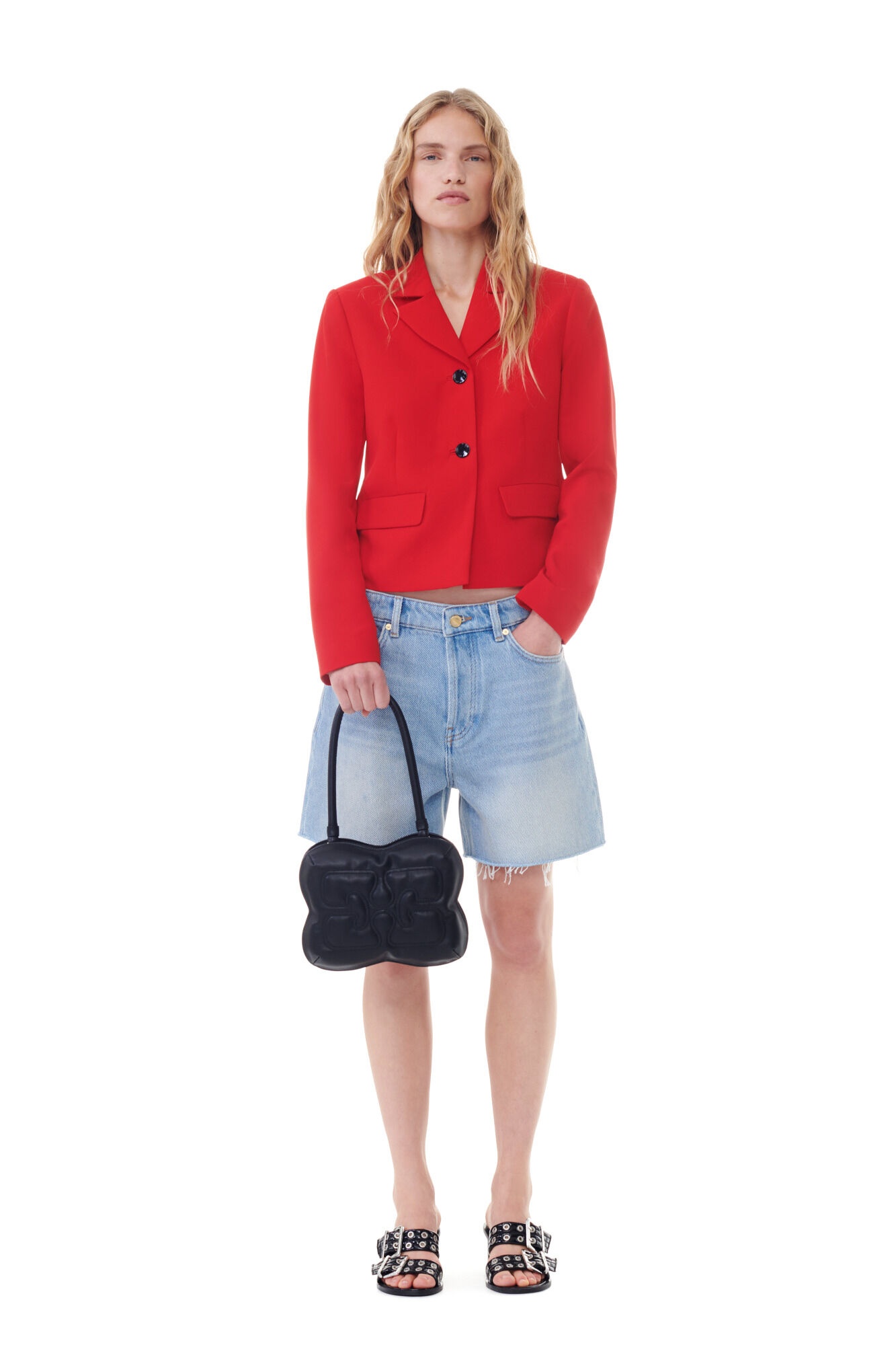 RED TWILL SUITING FITTED BLAZER - 3