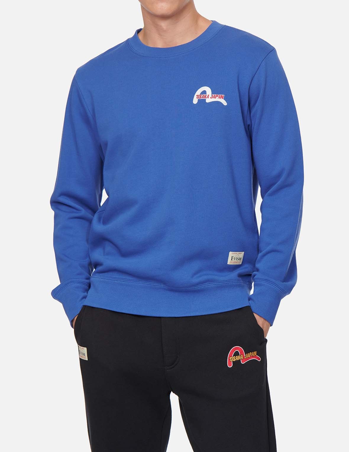 EVISU DARUMA MOTO CLUB MOTIF PRINT SWEATSHIRT | REVERSIBLE