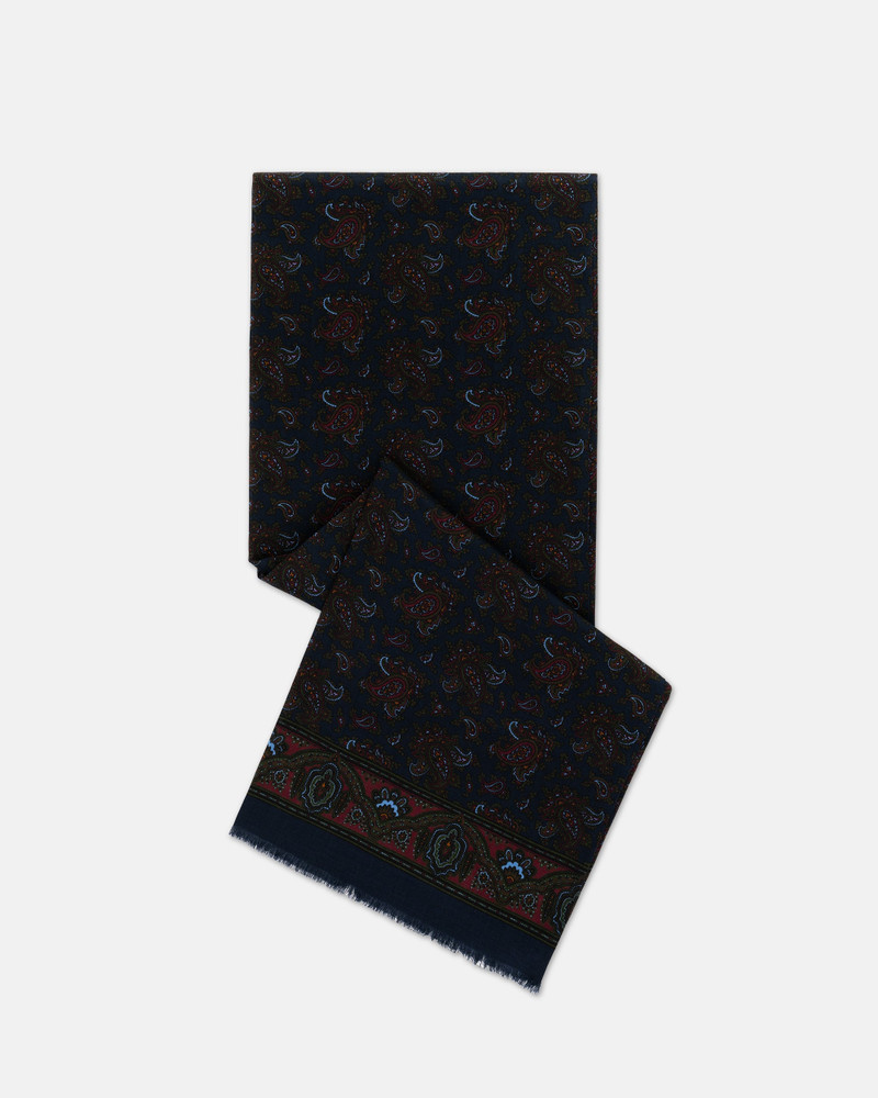 MADE-IN-ENGLAND NAVY PAISLEY WOOL/SILK SCARF 1