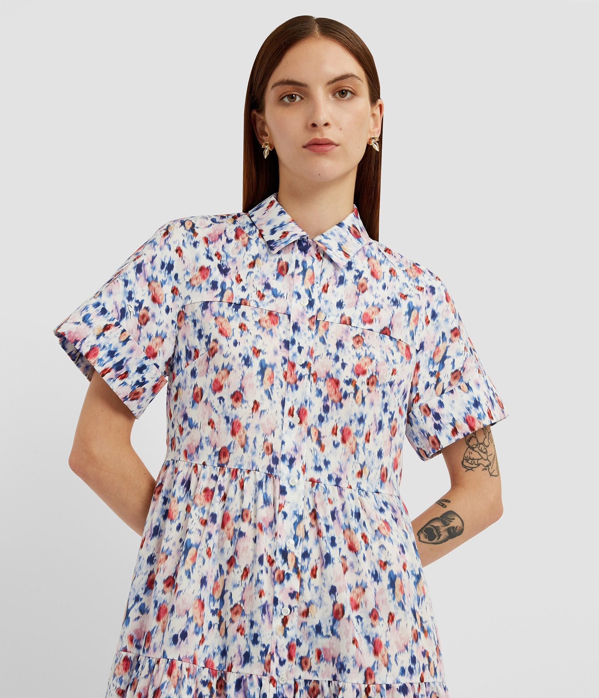 SHORT SLEEVE MIDI SHIRT DRESS - 4