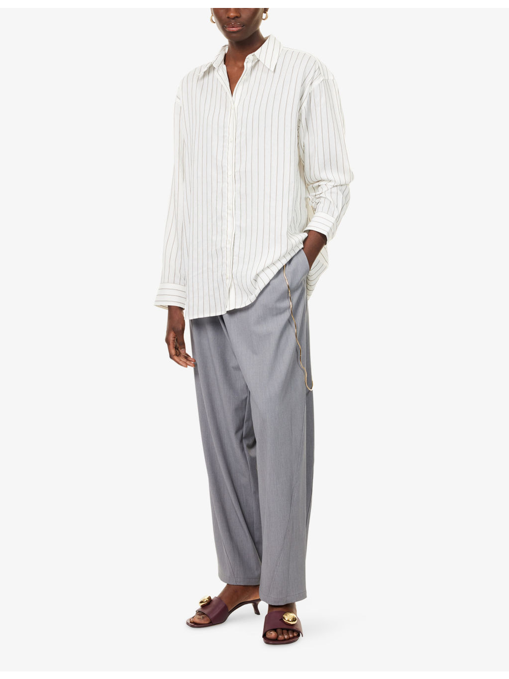 Phebe Chain-Adorned Wide-Leg Wool-Blend Trousers - 2