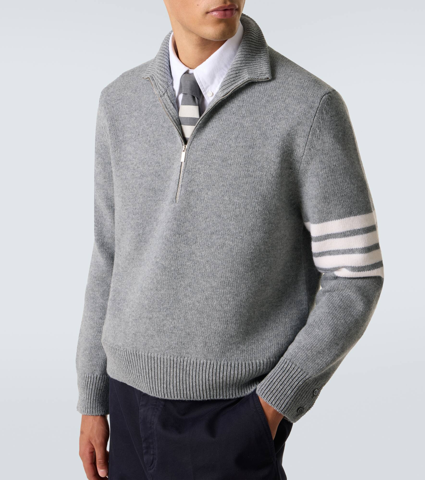 4-Bar virgin wool half-zip sweater - 5