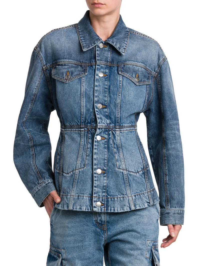 Women's Tailored Denim Button-Front Jacket - Two Tonal Denim 3