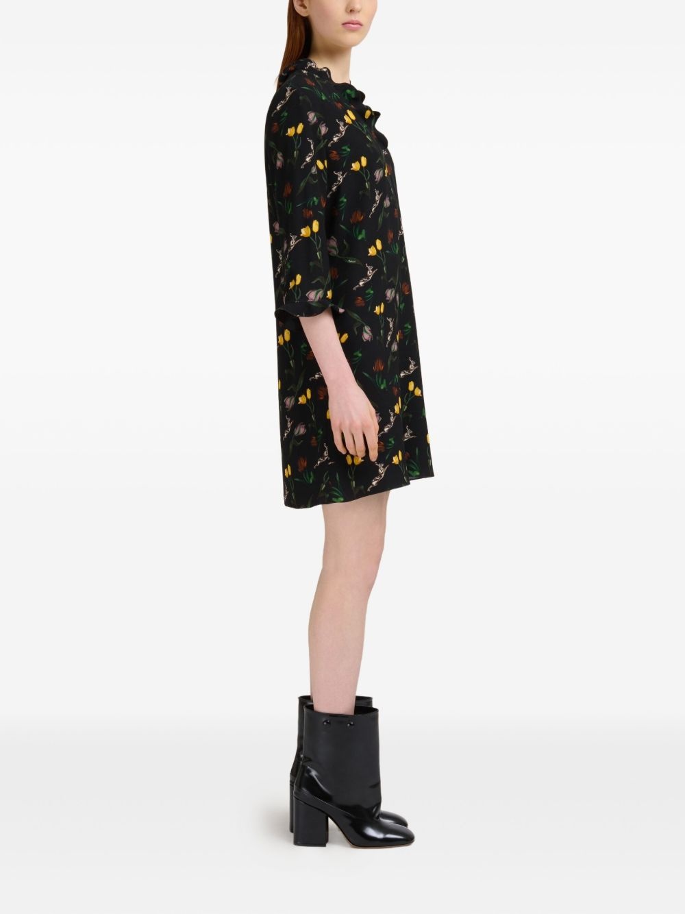 floral-print ruffled mini dress - 3