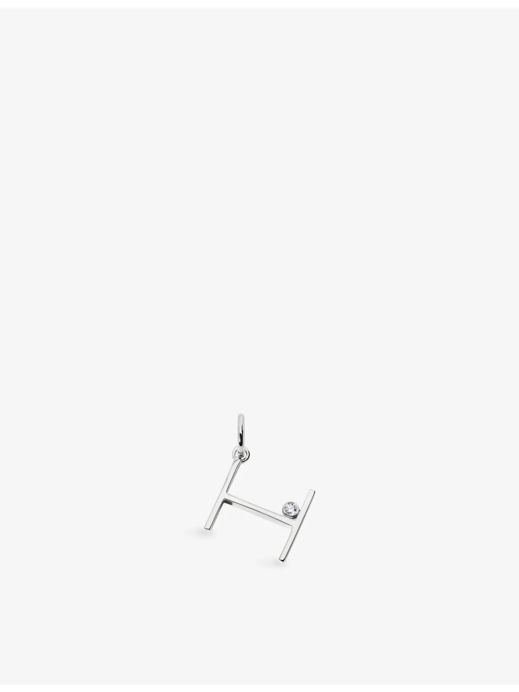 Initial H Solitaire Lab-Grown Diamond and Sterling Silver Pendant Charm - 1